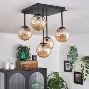 hofstein Plafonnier - Verre Chehalis Ambre, 5 lumières* Lampes En Verre