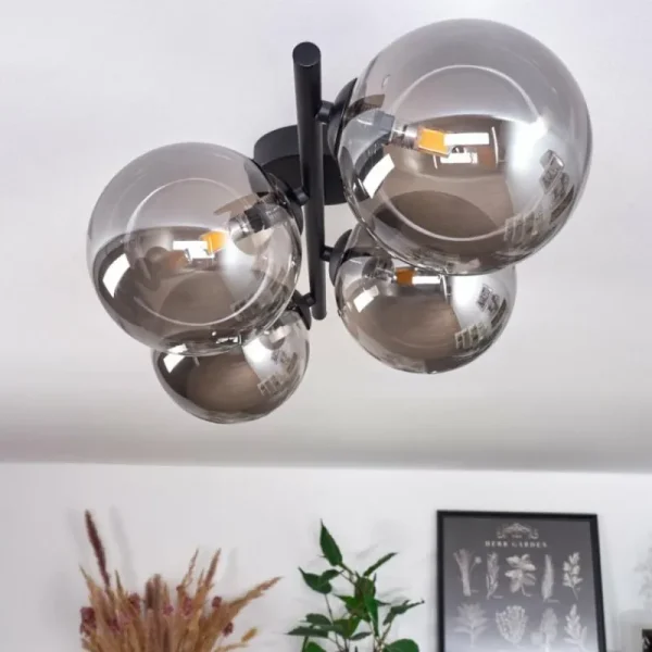 hofstein Plafonnier - Verre Chehalis Fumé, 4 lumières* Lampes Modernes