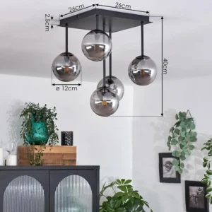 hofstein Plafonnier - Verre Chehalis Fumé, 5 lumières* Lampes Modernes