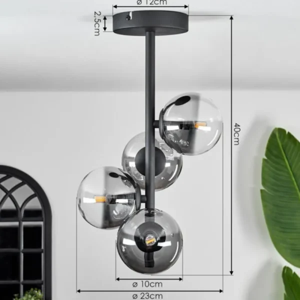 hofstein Plafonnier - Verre Chehalis Clair, Fumé, 4 lumières* Lampes Modernes