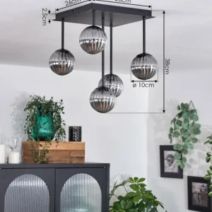 hofstein Plafonnier - Verre Chehalis Fumé, 5 lumières* Lampes Modernes