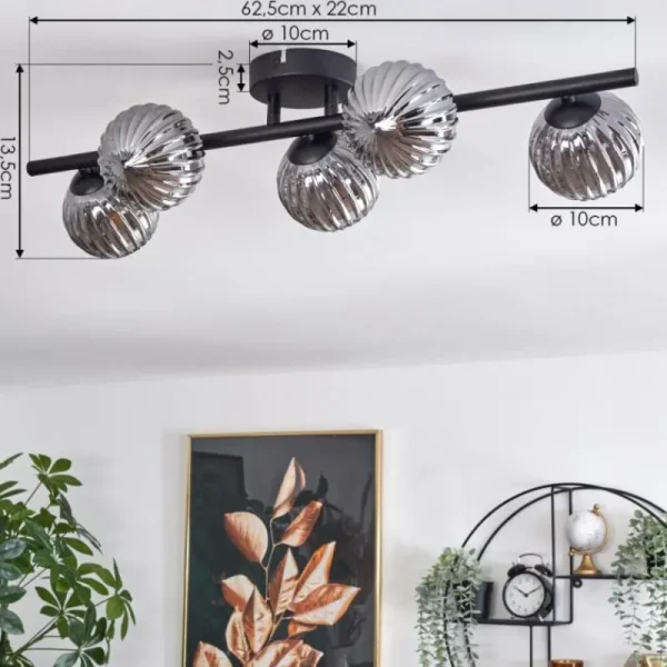 hofstein Plafonnier - Verre Chehalis Fumé, 5 lumières* Lampes Modernes