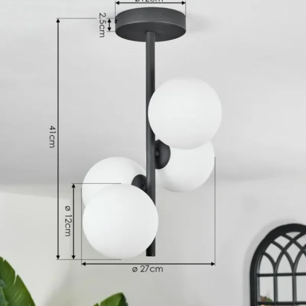 hofstein Plafonnier - Verre Chehalis Blanc, 4 lumières* Lampes En Verre
