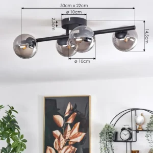 hofstein Plafonnier - Verre Chehalis Fumé, 4 lumières* Lampes Modernes