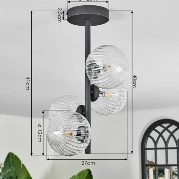 hofstein Plafonnier - Verre Chehalis Clair, 4 lumières* Lampes En Verre