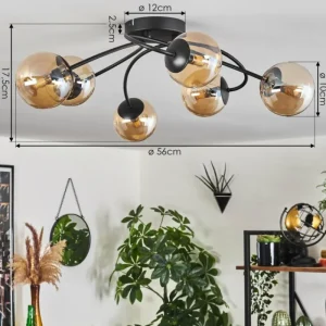 hofstein Plafonnier - Verre Chehalis Ambre, 6 lumières* Lampes En Verre