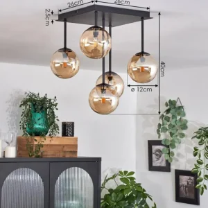 hofstein Plafonnier - Verre Chehalis Ambre, 5 lumières* Lampes En Verre