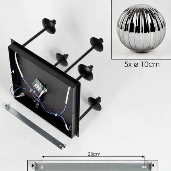 hofstein Plafonnier - Verre Chehalis Fumé, 5 lumières* Lampes Modernes