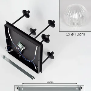 hofstein Plafonnier - Verre Chehalis Clair, 5 lumières* Lampes En Verre