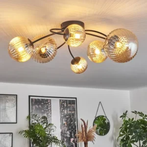hofstein Plafonnier - Verre Chehalis Ambre, 6 lumières* Lampes Modernes