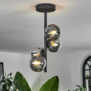 hofstein Plafonnier - Verre Chehalis Clair, Fumé, 4 lumières* Lampes Modernes