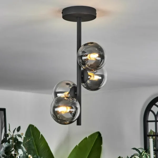 hofstein Plafonnier - Verre Chehalis Clair, Fumé, 4 lumières* Lampes Modernes