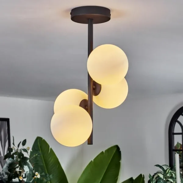 hofstein Plafonnier - Verre Chehalis Blanc, 4 lumières* Lampes En Verre