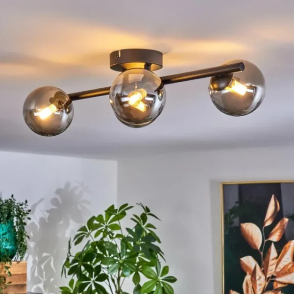 hofstein Plafonnier - Verre Chehalis Fumé, 4 lumières* Lampes Modernes