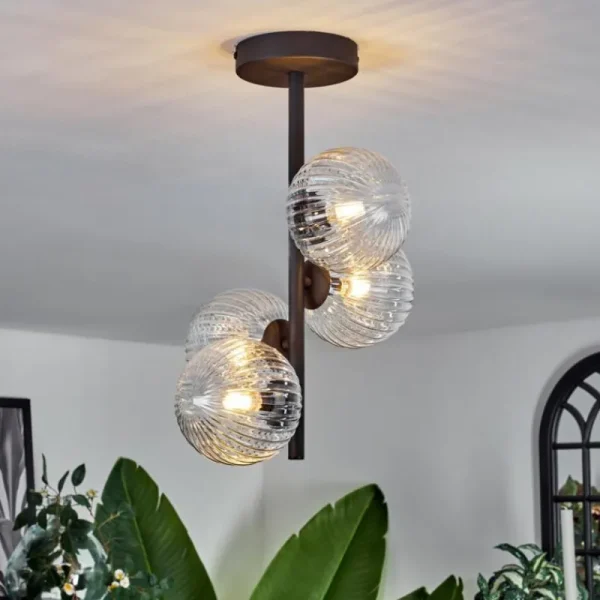 hofstein Plafonnier - Verre Chehalis Clair, 4 lumières* Lampes En Verre