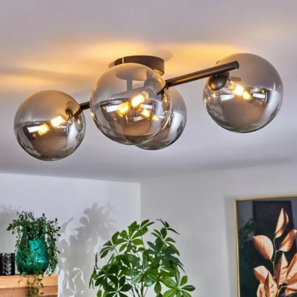 hofstein Plafonnier - Verre Chehalis Fumé, 4 lumières* Lampes Modernes