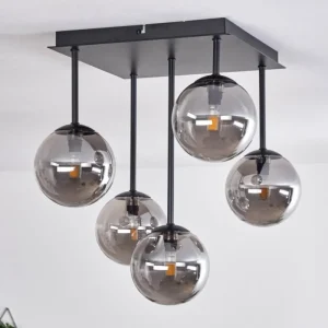 hofstein Plafonnier - Verre Chehalis Fumé, 5 lumières* Lampes Modernes