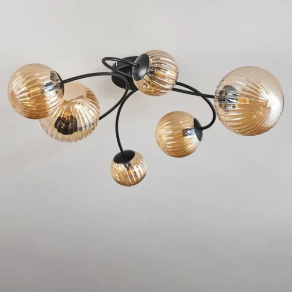 hofstein Plafonnier - Verre Chehalis Ambre, 6 lumières* Lampes Modernes