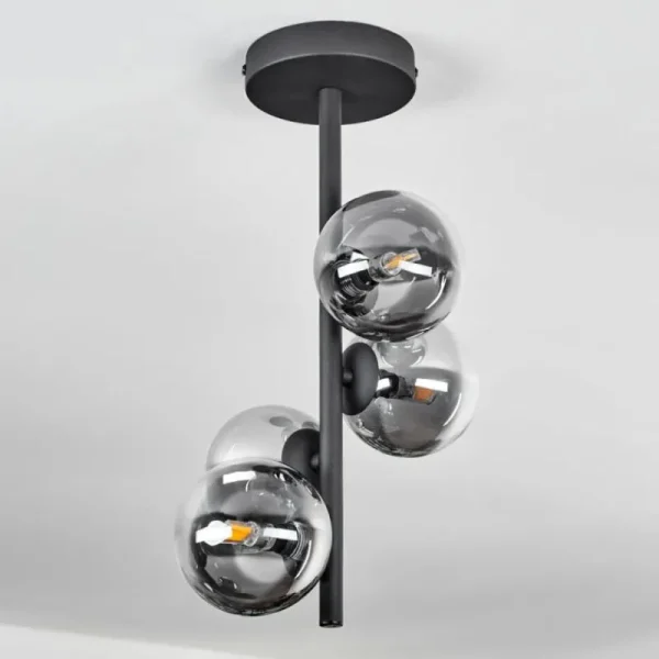 hofstein Plafonnier - Verre Chehalis Clair, Fumé, 4 lumières* Lampes Modernes