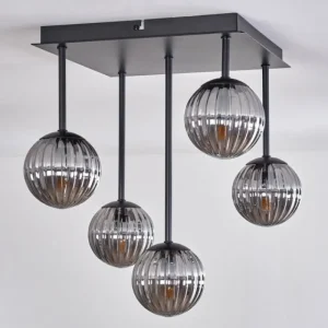 hofstein Plafonnier - Verre Chehalis Fumé, 5 lumières* Lampes Modernes