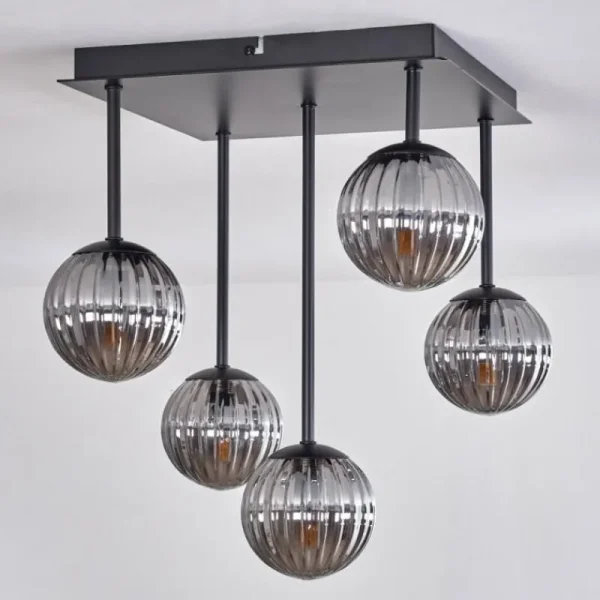 hofstein Plafonnier - Verre Chehalis Fumé, 5 lumières* Lampes Modernes