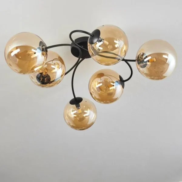 hofstein Plafonnier - Verre Chehalis Ambre, 6 lumières* Lampes En Verre