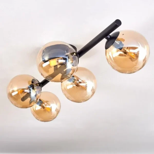hofstein Plafonnier - Verre Chehalis Ambre, 5 lumières* Lampes En Verre