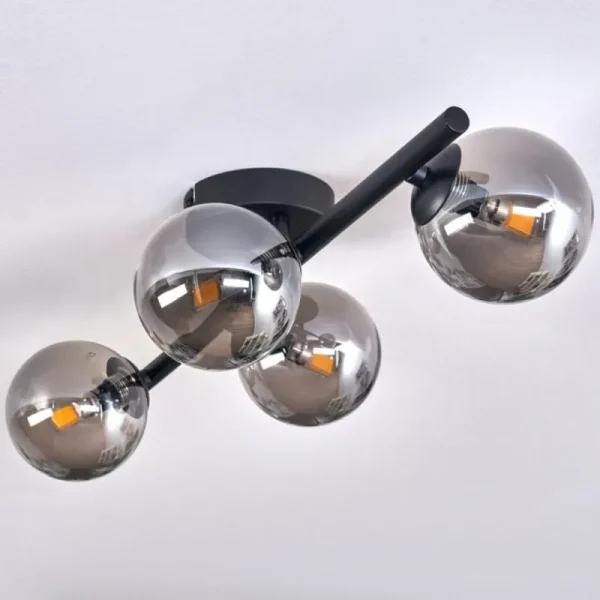 hofstein Plafonnier - Verre Chehalis Fumé, 4 lumières* Lampes Modernes