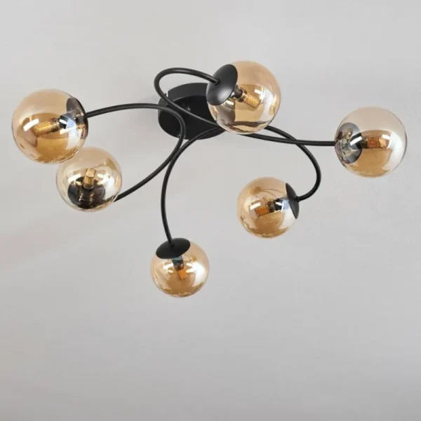 hofstein Plafonnier - Verre Chehalis Ambre, 6 lumières* Lampes En Verre