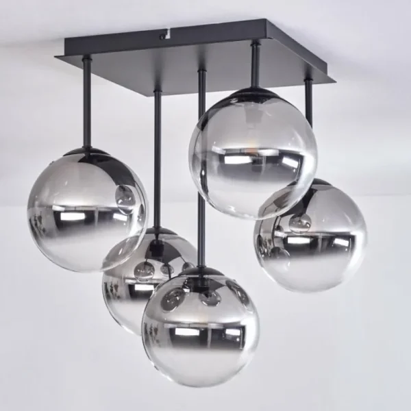 hofstein Plafonnier - Verre Chehalis Clair, Fumé, 5 lumières* Lampes Modernes