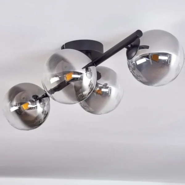 hofstein Plafonnier - Verre Chehalis Clair, Fumé, 4 lumières* Lampes Modernes