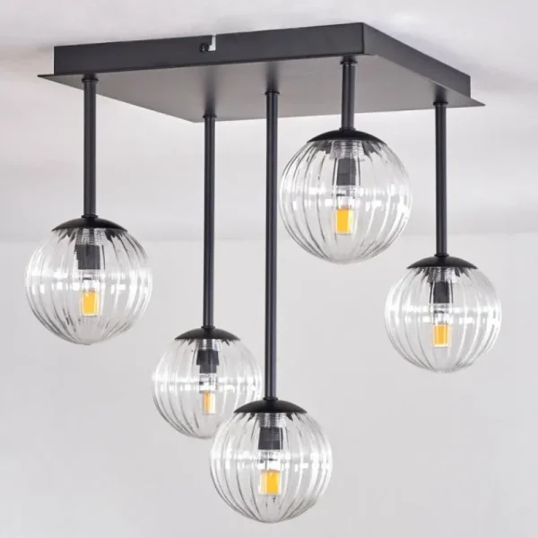 hofstein Plafonnier - Verre Chehalis Clair, 5 lumières* Lampes En Verre
