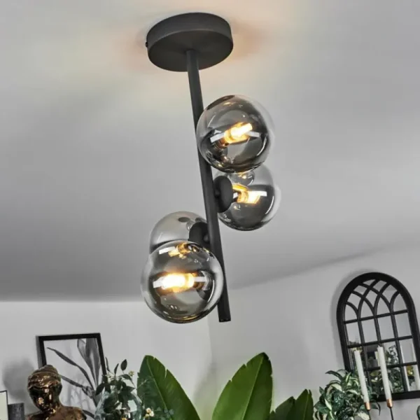 hofstein Plafonnier - Verre Chehalis Clair, Fumé, 4 lumières* Lampes Modernes