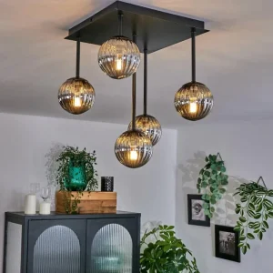 hofstein Plafonnier - Verre Chehalis Fumé, 5 lumières* Lampes Modernes