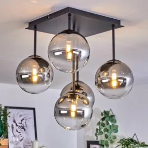 hofstein Plafonnier - Verre Chehalis Clair, Fumé, 5 lumières* Lampes Modernes