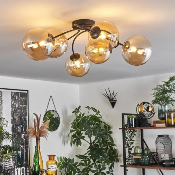 hofstein Plafonnier - Verre Chehalis Ambre, 6 lumières* Lampes En Verre