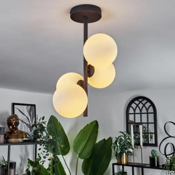 hofstein Plafonnier - Verre Chehalis Blanc, 4 lumières* Lampes En Verre