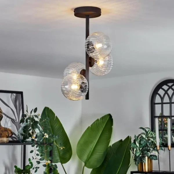 hofstein Plafonnier - Verre Chehalis Clair, 4 lumières* Lampes En Verre