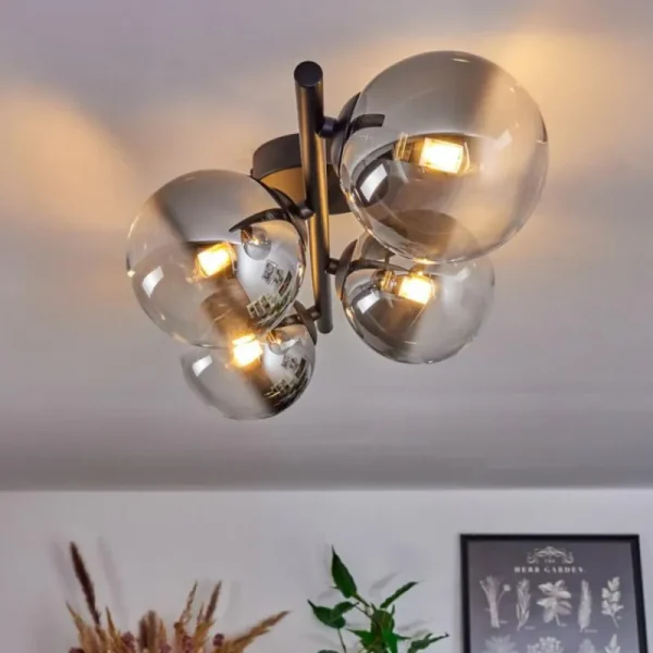 hofstein Plafonnier - Verre Chehalis Clair, Fumé, 4 lumières* Lampes Modernes