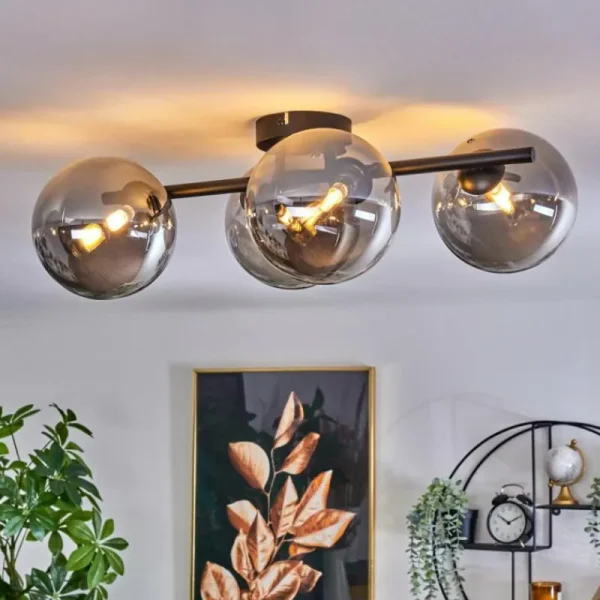 hofstein Plafonnier - Verre Chehalis Fumé, 4 lumières* Lampes Modernes
