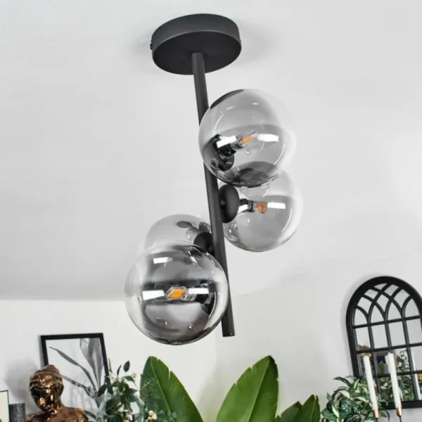 hofstein Plafonnier - Verre Chehalis Clair, Fumé, 4 lumières* Lampes Modernes