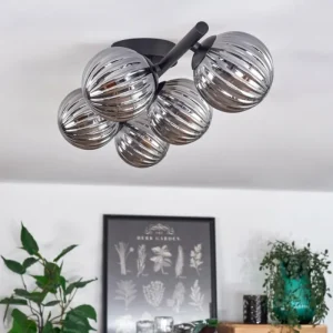 hofstein Plafonnier - Verre Chehalis Fumé, 5 lumières* Lampes Modernes