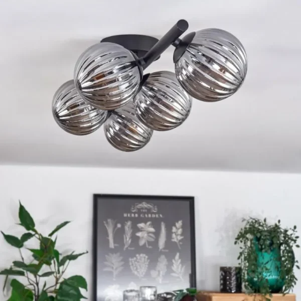 hofstein Plafonnier - Verre Chehalis Fumé, 5 lumières* Lampes Modernes