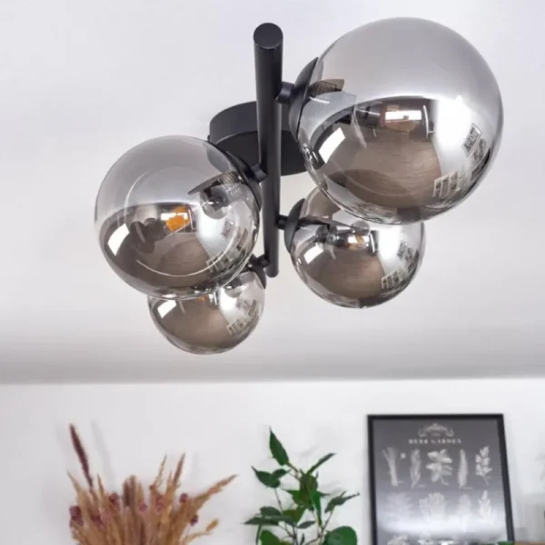 hofstein Plafonnier - Verre Chehalis Fumé, 4 lumières* Lampes Modernes