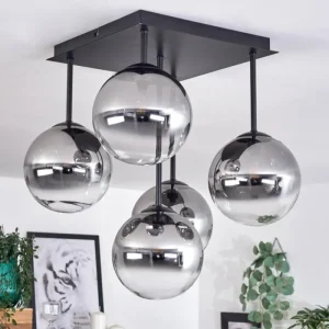 hofstein Plafonnier - Verre Chehalis Clair, Fumé, 5 lumières* Lampes Modernes