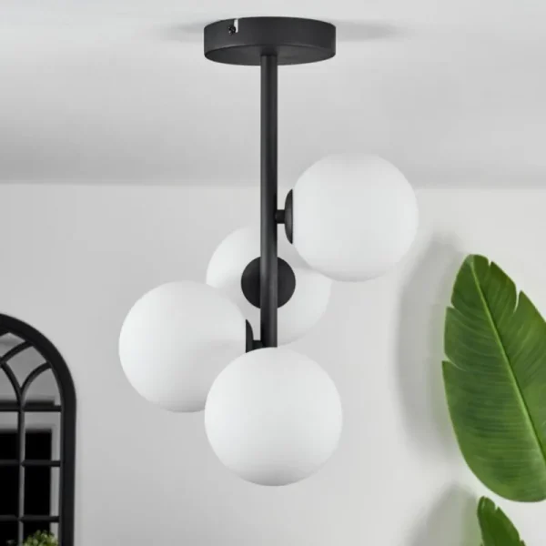 hofstein Plafonnier - Verre Chehalis Blanc, 4 lumières* Lampes En Verre