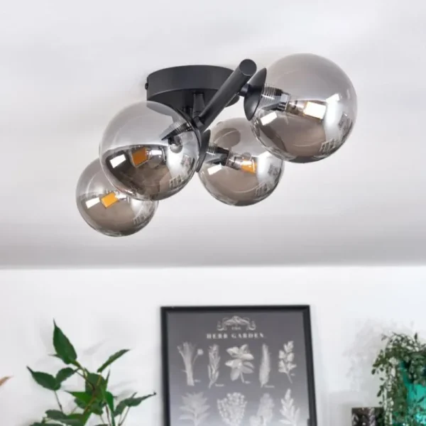 hofstein Plafonnier - Verre Chehalis Fumé, 4 lumières* Lampes Modernes