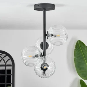 hofstein Plafonnier - Verre Chehalis Clair, 4 lumières* Lampes En Verre