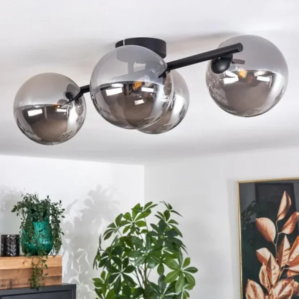 hofstein Plafonnier - Verre Chehalis Fumé, 4 lumières* Lampes Modernes