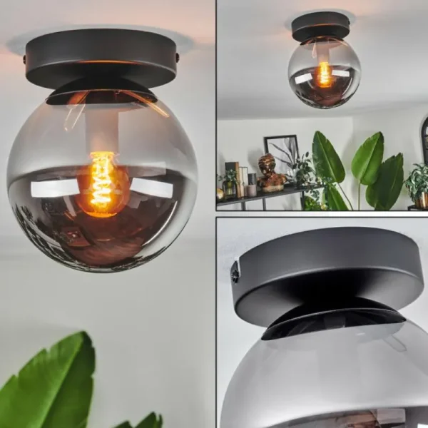 hofstein Plafonnier - Verre Gastor Fumé, 1 lumière* Lampes Modernes
